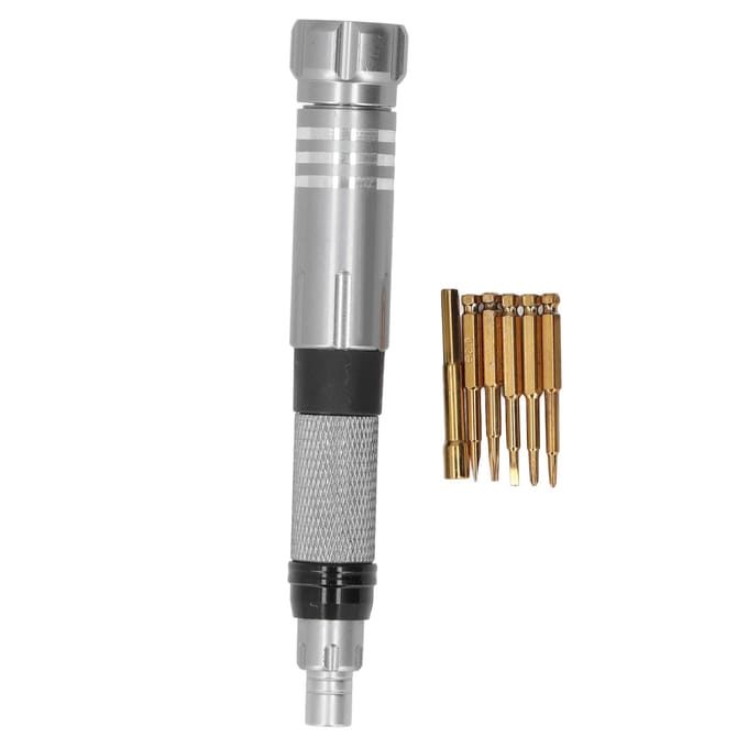Multifunctionele Schroevendraaierset Pen Type Reparatie Schroevendraaier met 6 stuks Intrekbare Bits BT8927B gray