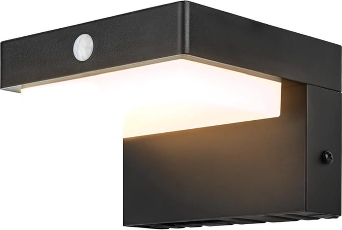 Solar Buitenlamp met Bewegingssensor en 400 Lumen - IP44 Waterbestendig - LED Wandlamp voor Buiten - Oplaadbaar via USB-C