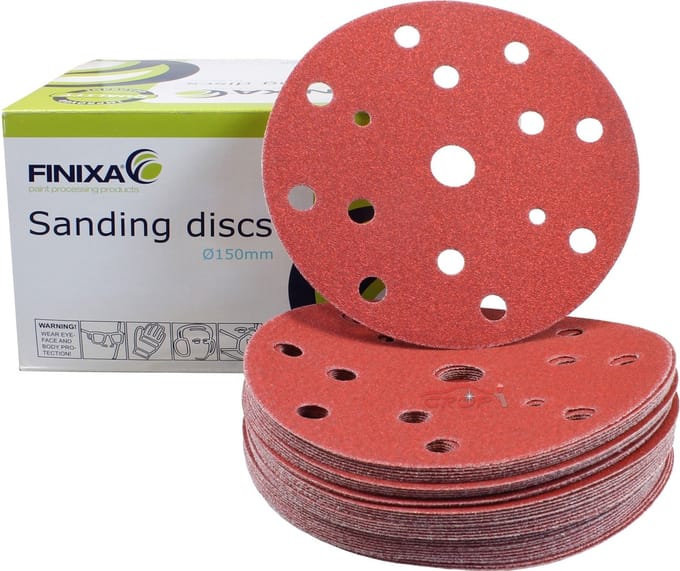 FINIXA Schuurschijven RED 150mm met 15 gaten - P60
