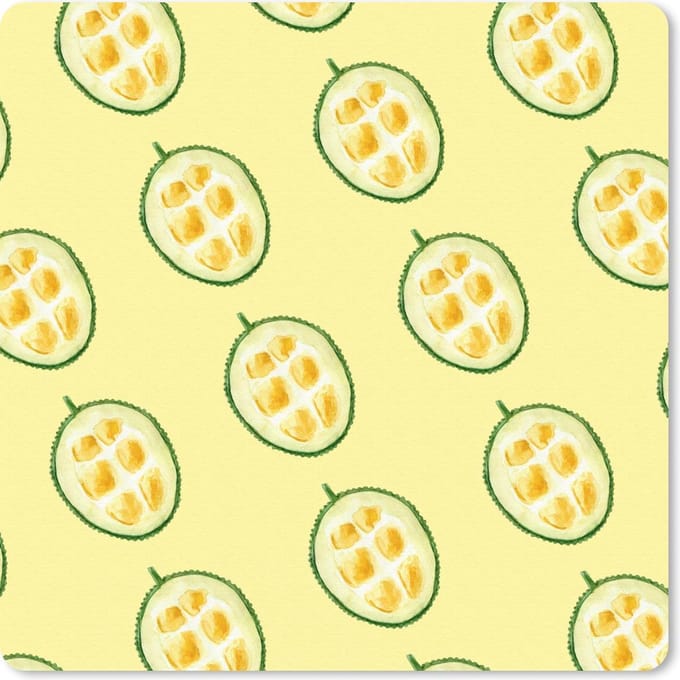 Muismat 20x20 cm - Mousepad Fruit - Sjablonen - Geel - Muismatten