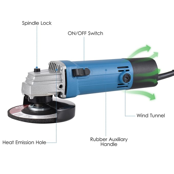 Haakse Slijper, 4,2-Amp 500W 4-12   5   Elektrische Slijper Elektrisch Gereedschap met Slijpschijven, Snijden EU Plug blauw