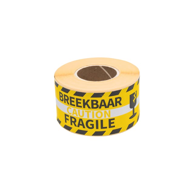 Rillprint waarschuwingsetiketten breekbaar / fragile (250 stuks)