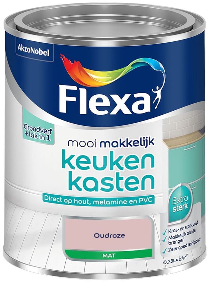 Flexa - Mooi Makkelijk Keukenkasten Mat - Oudroze - Mengverf - 750 Ml