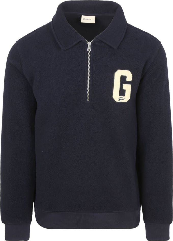 Gant Halfzip Trui Fleece Navy - Maat 3XL - Heren - Quarter zip