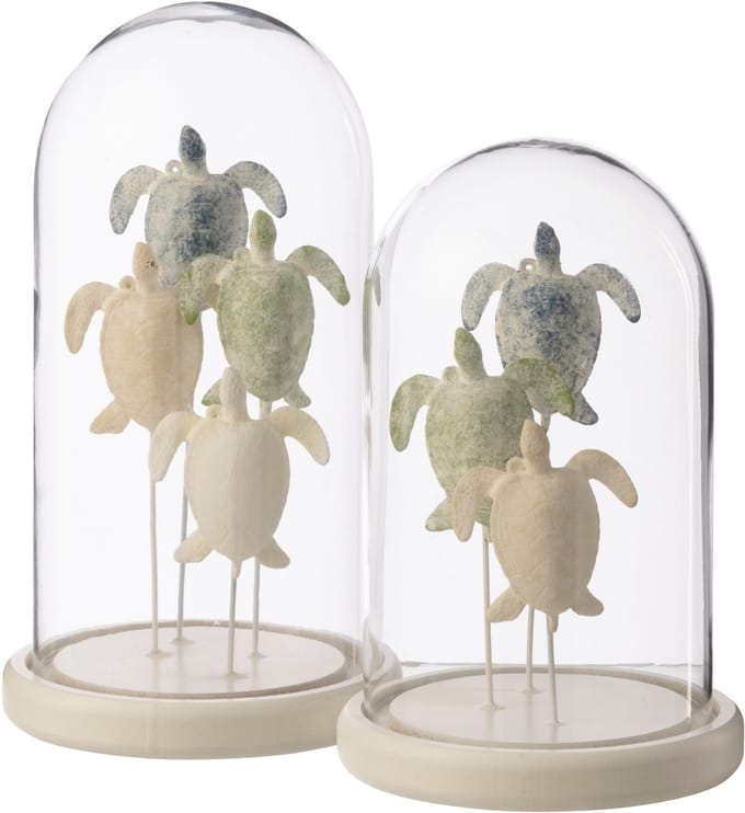 J-Line stolp Schildpad - glas - wit/lichtblauw - large