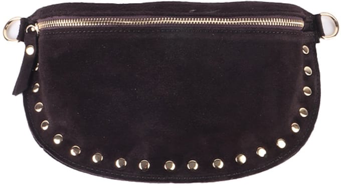 Giuliano lederen schoudertas Alison - Suede - Made in Italy - Koffie