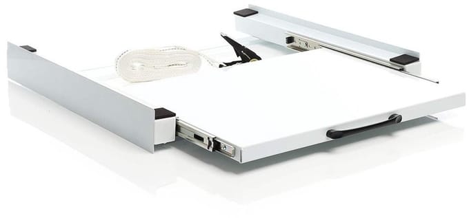 IVOL Stapelkit Wasmachine en Droger met uitschuifbaar blad - Tussenstuk - Wit - 60x55x7.5 cm - Draaggewicht 100 kg