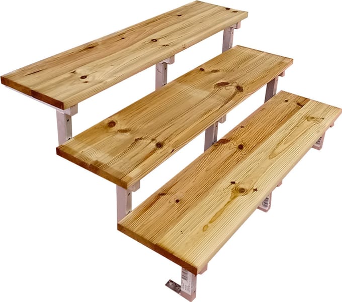 Buitentrap staal OSLO H54cm - 3 treden geïmpregneerd hout breedte 120cm