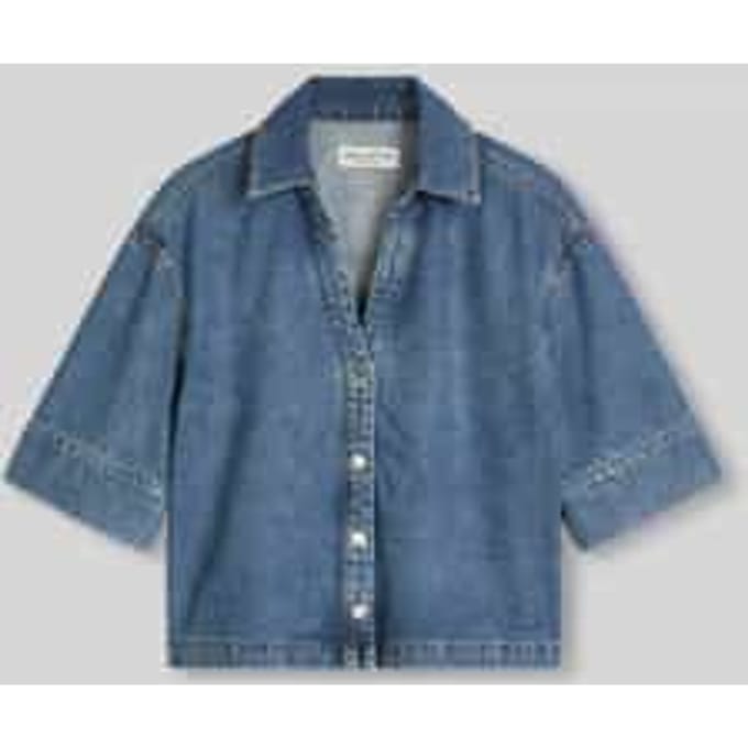 Regular fit blouse met korte mouwen van mix van katoen en lyocell