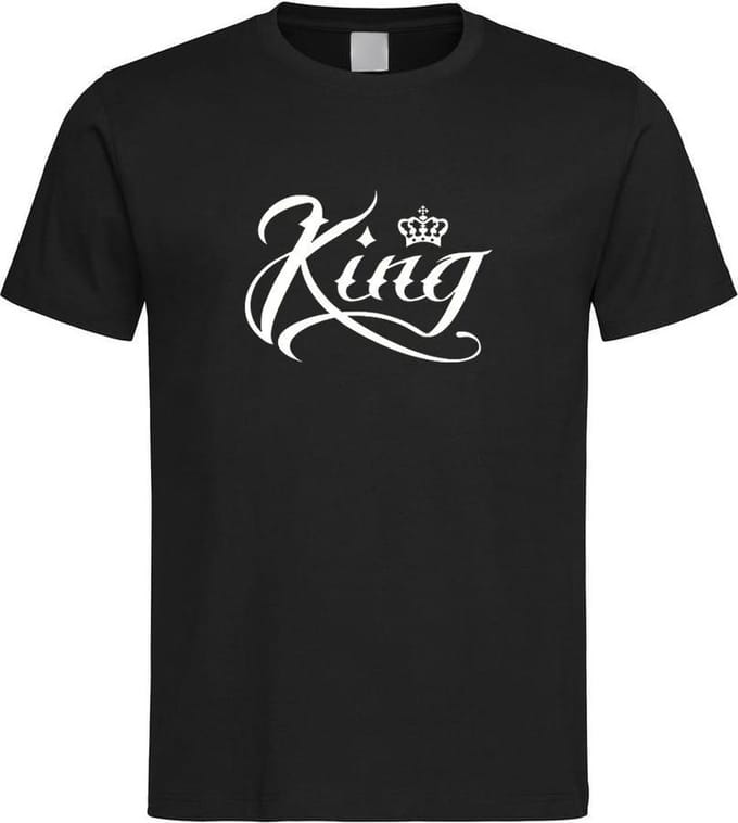 Zwart T shirt met  " King " print Wit size XL