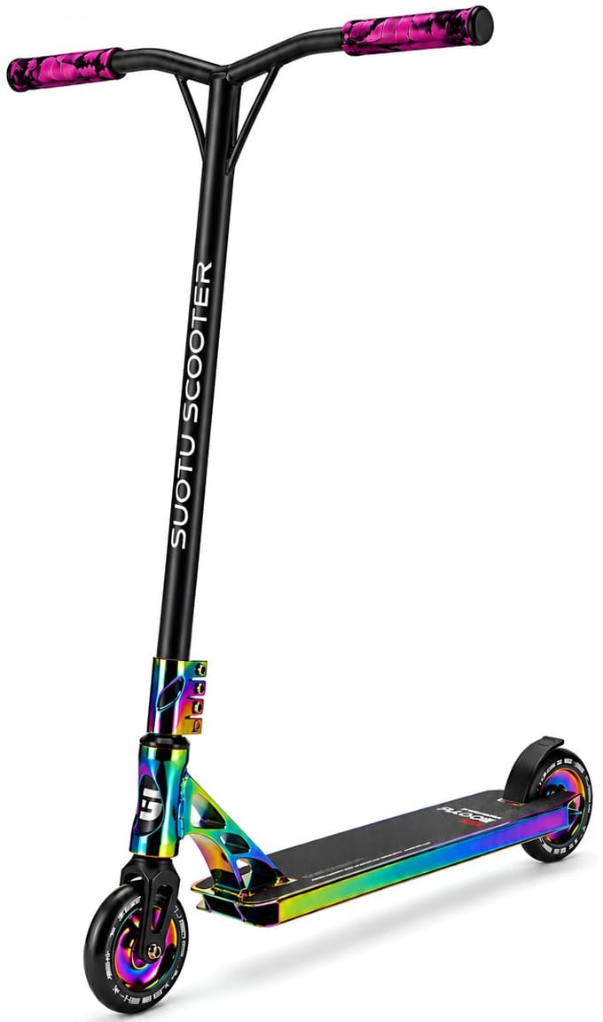 Suotu Stuntstep Professioneel - Step - 110mm - Speelgoed Jongens/Meisjes - Kinderstep - ABEC-9 - 100KG - Aluminium - Zwart/NEO