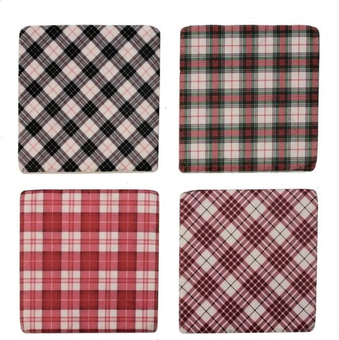 Onderzetters Tartan, s/4 9,8x0,7x9,8cm