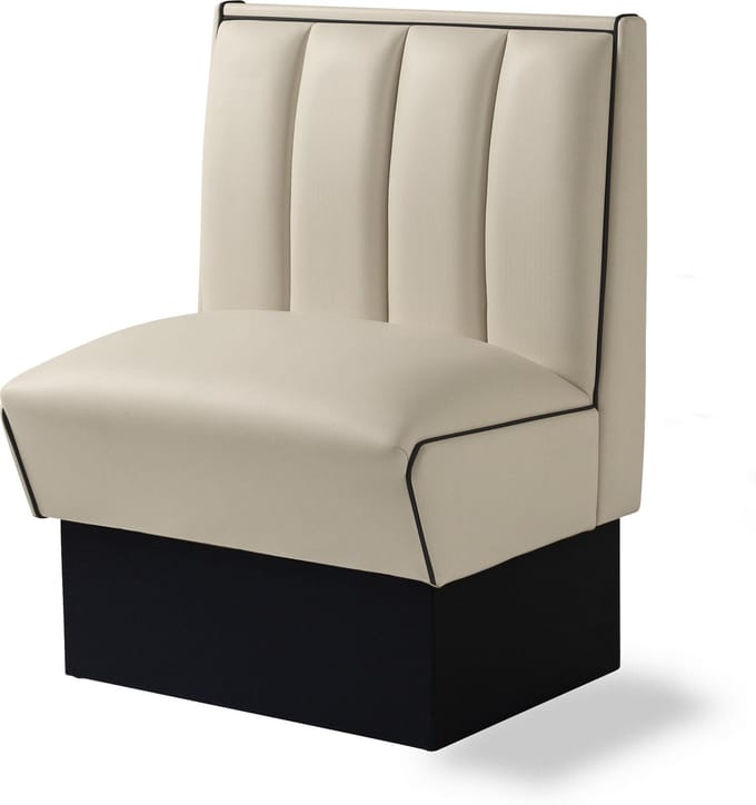 Bel Air Dinerbank HW-70 Single Booth Off-White/Zwart