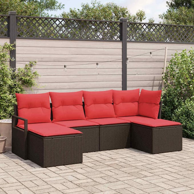 vidaXL Bankstel 6 st Bruin poly rattan