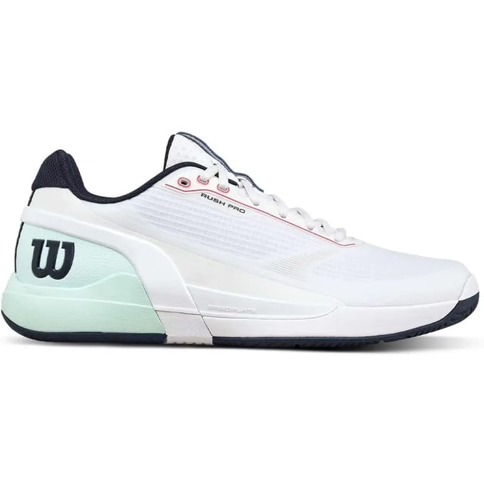 Wilson Rush Pro 5 Allcourt schoen Heren-wit, turkoois