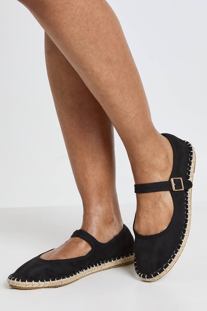 boohoo Dames Espadrille Ballerina's | Zwart | Maat: 37
