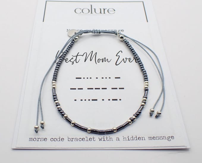 Colure® morse code armband glanzendgrijs Best Mom Ever