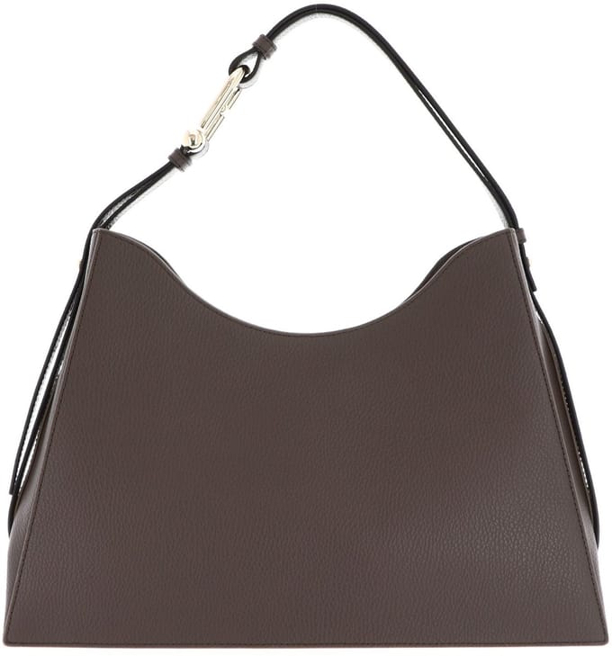 FURLA Leren schoudertas Nuvola Hobo Bag Mogano bruine