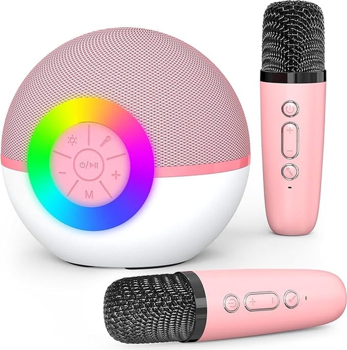 Karaoke Set - Kinderen - 2 Microfoons - Bluetooth - Lichtshow - Roze