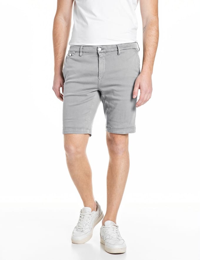 Replay Replay Hyperflex Jeans Short Benni Regular Fit Light Grey  28