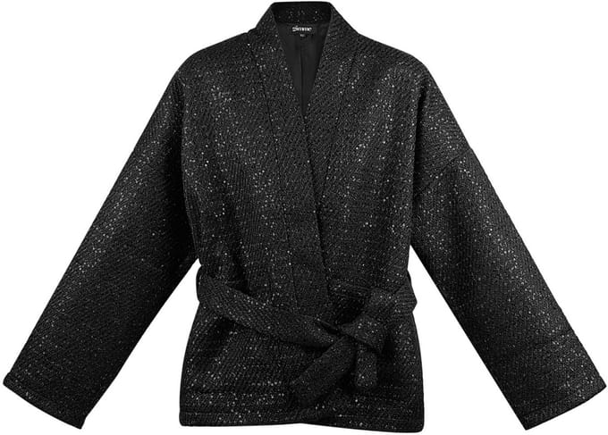 Minimalistische Vrouwen Kimono Jas met Wrap-Stijl - Zwart