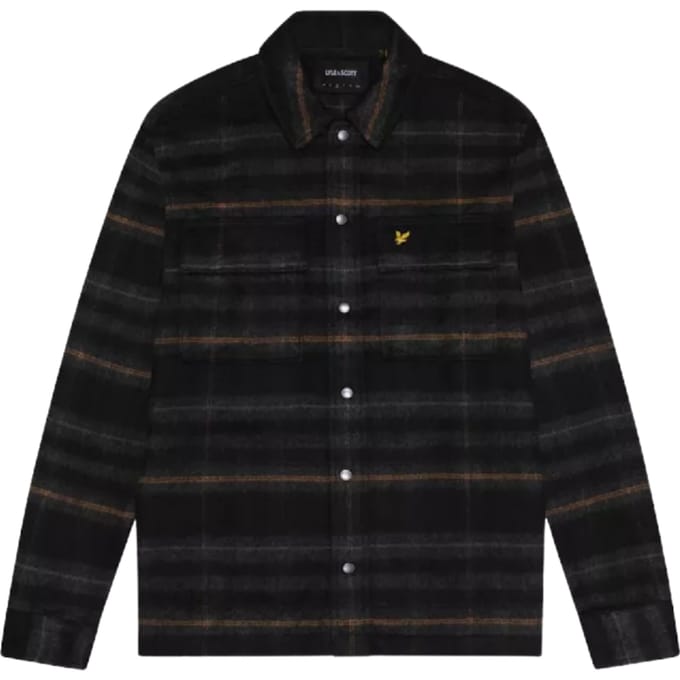 Lyle & Scott geborsteld tartan gitzwart overshirtjack