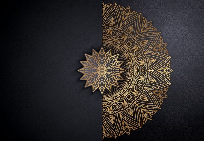 Fotobehang - Vliesbehang - Gouden Mandala - 416 x 254 cm