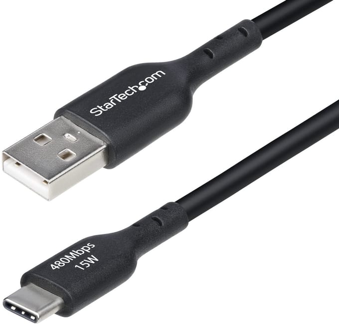 StarTech.com 3m USB-A naar USB-C Laadkabel, USB-A naar USB Type-C Oplaadkabel, Opladen & Synchroniseren, Fast Charge 3A, USB 2.0 Data Transfer Kabel, TPE Mantel, Zwart