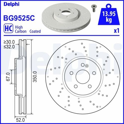 Remschijf DELPHI BG9525C, 1 stuk