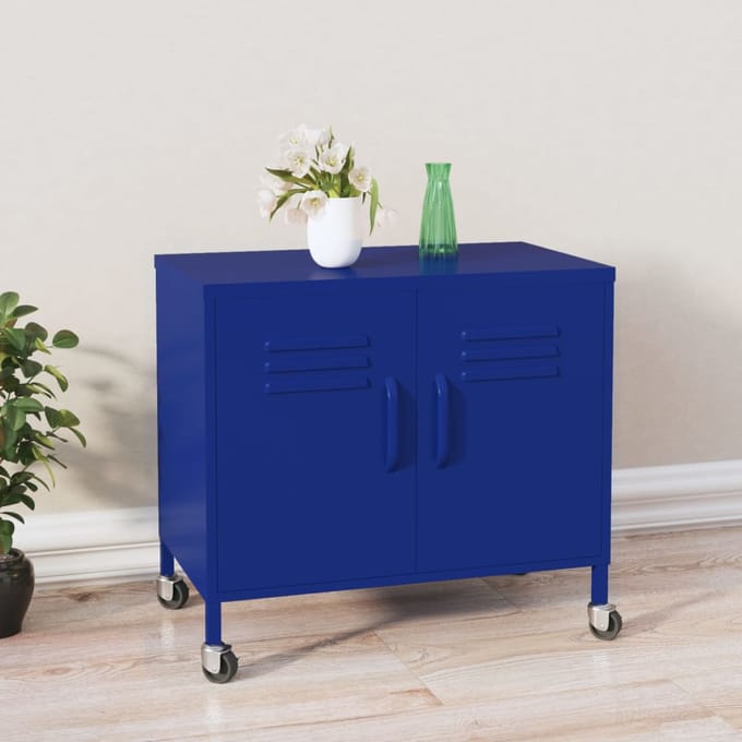 vidaXL - Opbergkast - 60x35x56 - cm - staal - marineblauw