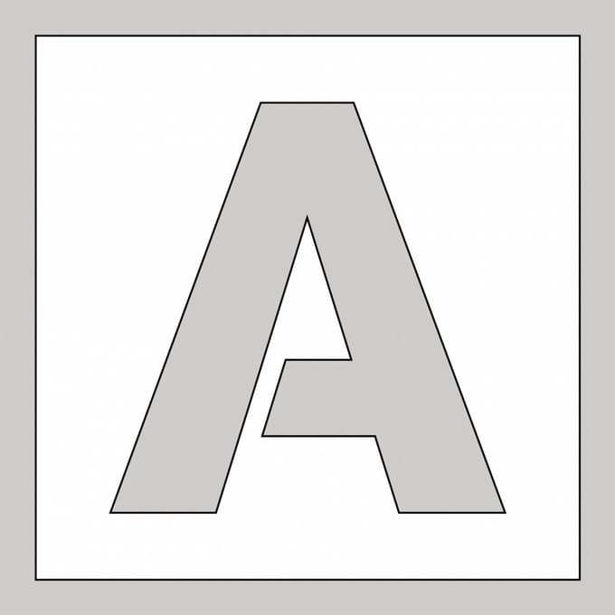 Spuitsjabloon letter A - dibond 500 x 500 mm
