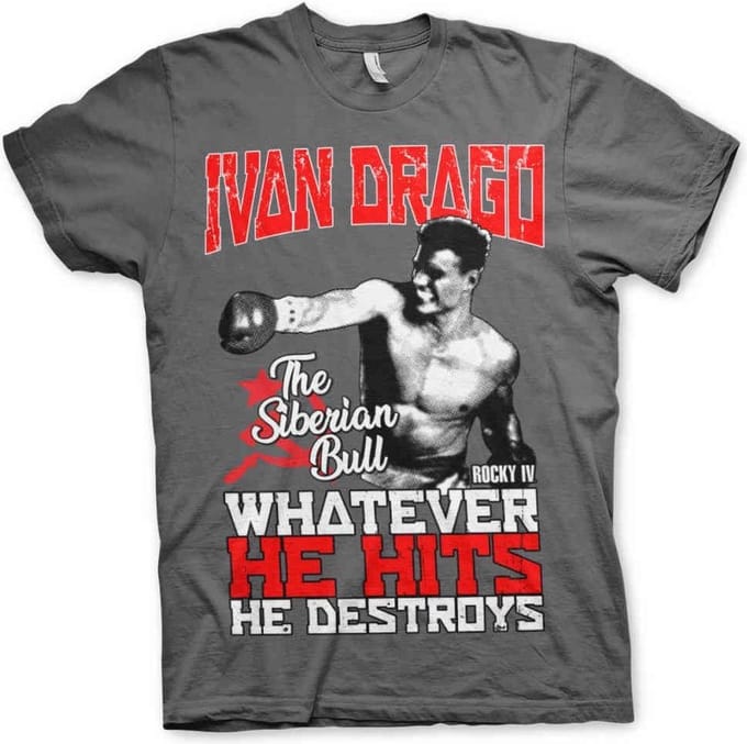 Rocky Heren Tshirt -XL- Ivan Drago The Siberian Bull Grijs