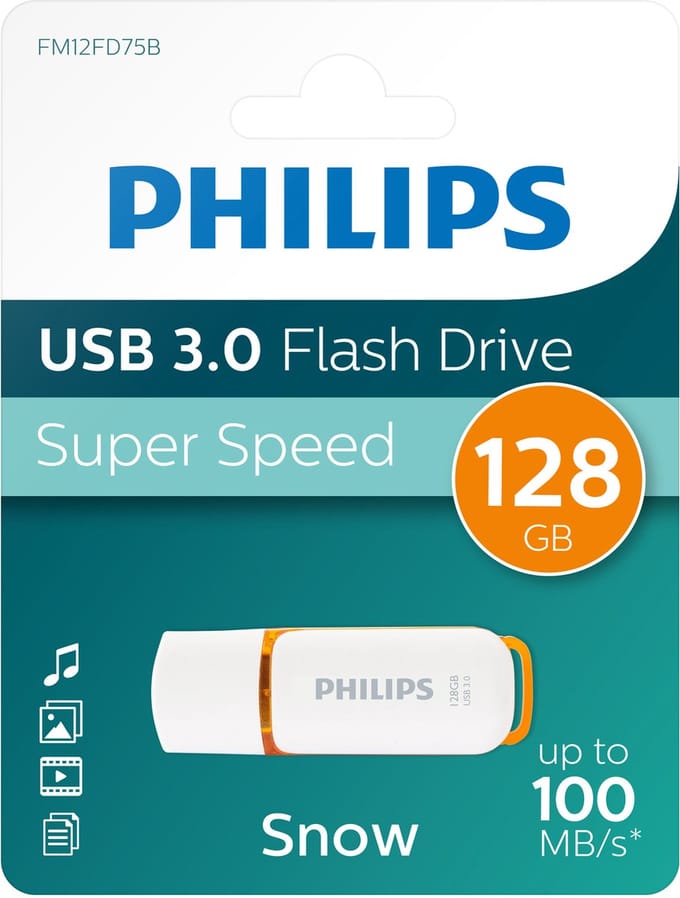 Philips USB stick 3.0 128GB - Snow - Oranje - FM12FD75B