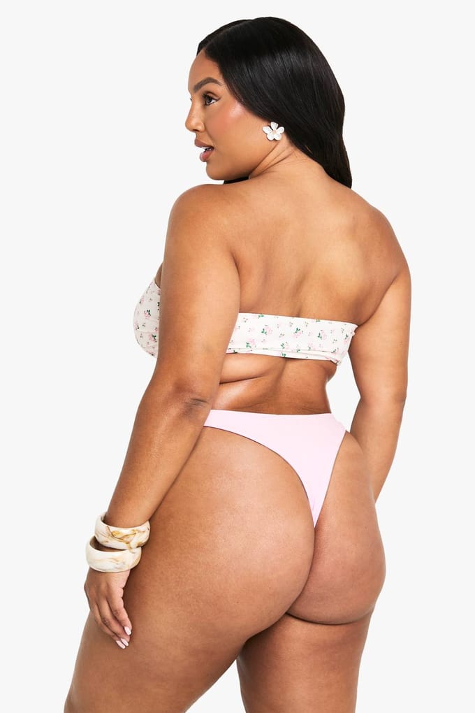 boohoo Dames Plus Swimwear Essentials String Bikini Onderstukken | Pink | Maat: 18