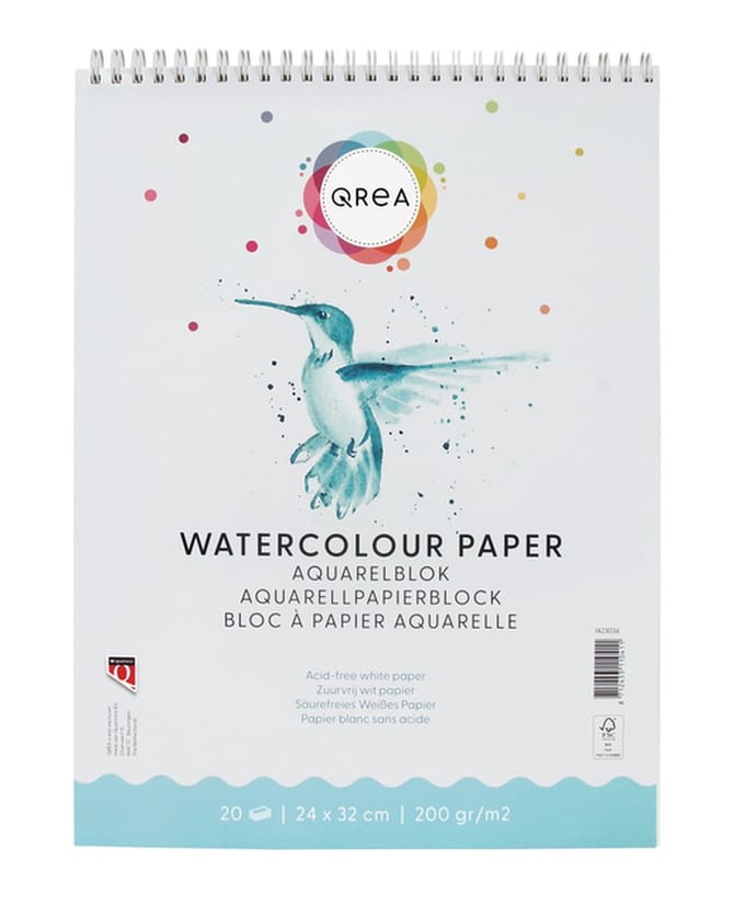 Aquarelblok qrea 24x32 20vel 200gr spiraal | 5 stuks