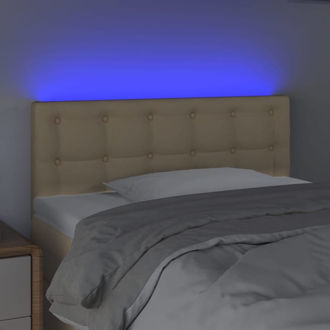 vidaXL - Hoofdbord - LED - 90x5x78/88 - cm - stof - crèmekleurig