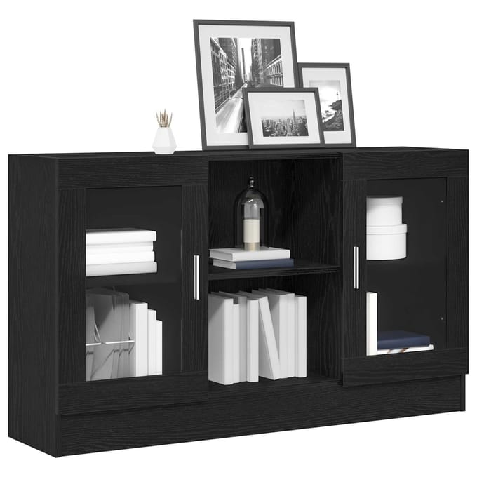 vidaXL - Dressoir - Zwart - Eiken - 120 - x - 30,5 - x - 70 - cm - Bewerkt - hout
