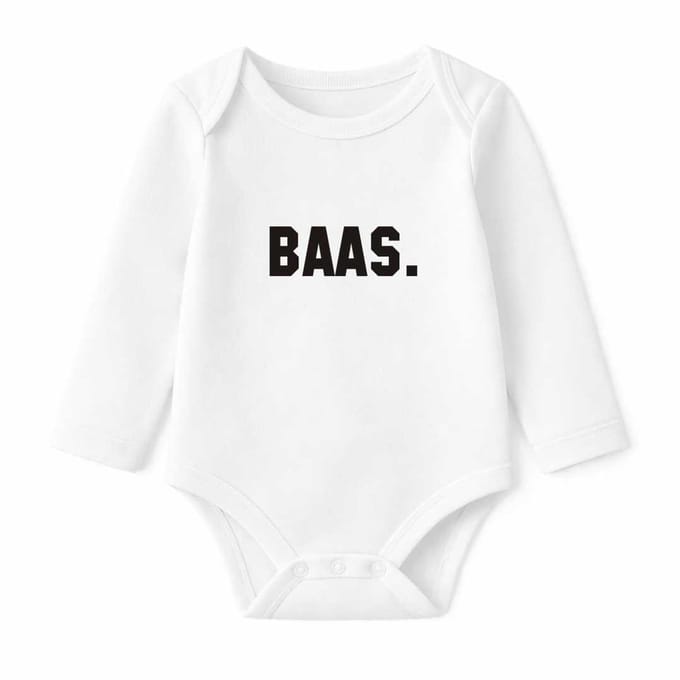Romper Baas - wit - lange mouw