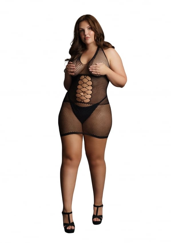 Shots - Le Désir Peek-A-Boo Visnetjurk - Plus Size black OSX