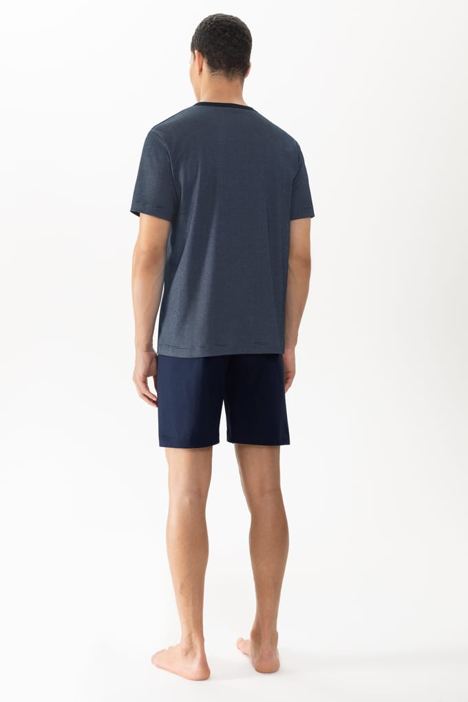 Mey heren shortama Bennison - blauw heel fijn gestreept