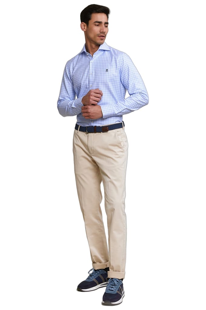 River Woods Custom Fit Checked Shirt Blue/white Taglia: S | Camicie Business Outlet | Uomo | Blu