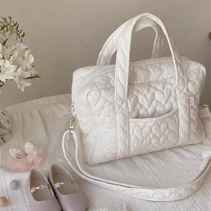 Mama Tas Uitgaan met Lichtgewicht Crossbody Grote Capaciteit Modieuze Moedertas Multifunctioneel Draagbaar wit