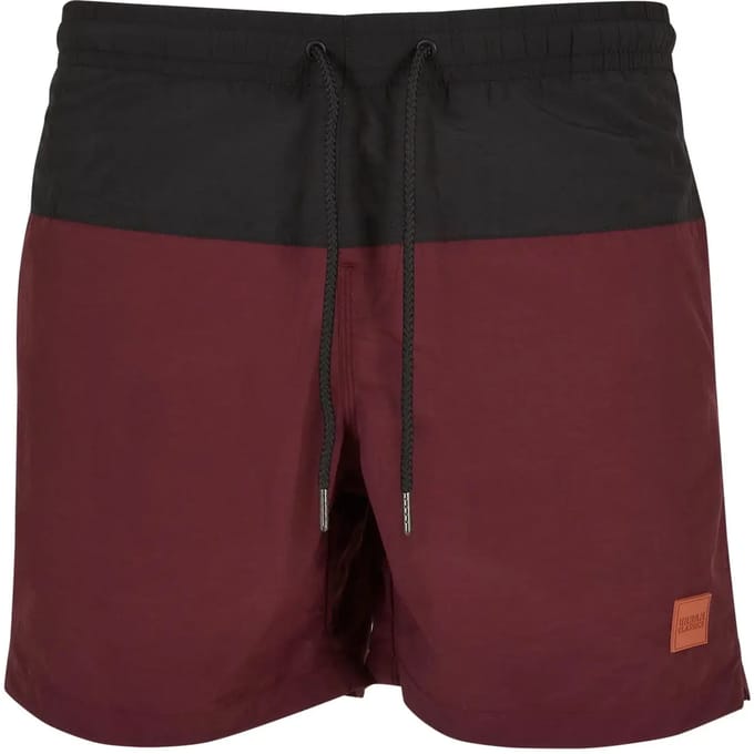 Urban Classics - Block Zwemshorts - 3XL - Rood/Zwart