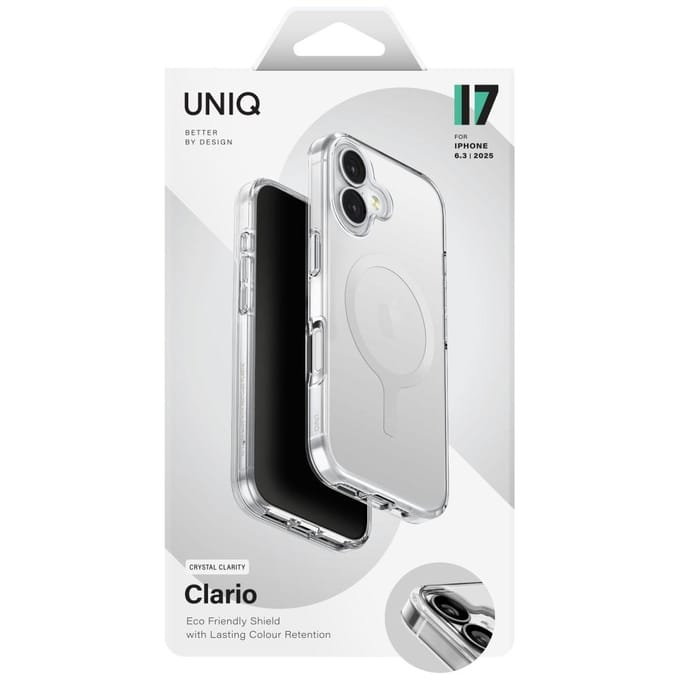 MagSafe hoesje voor Apple iPhone 17, UNIQ, Clario MagClick, Transparant