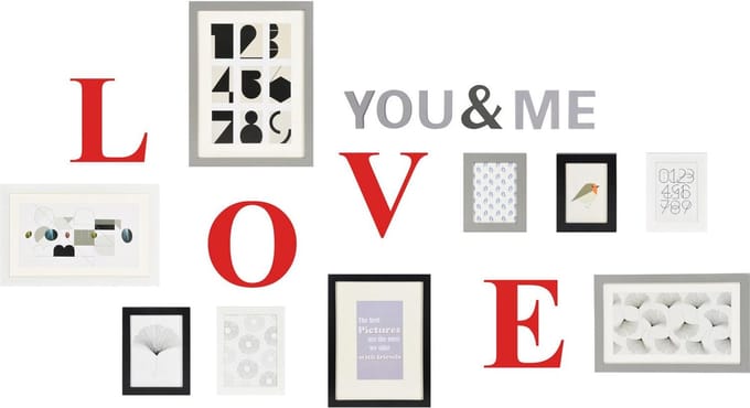 Fotolijst - Wallset - Henzo - You & Me Love - Diverse formaten - Wit, zwart, grijs, rood
