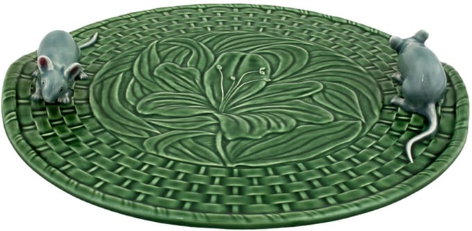 Bordallo Pinheiro kaastray groen met 2 muizen - 31 cm