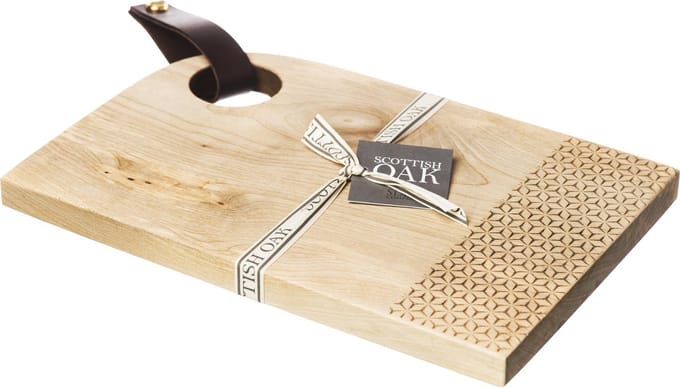 Serveerplank GEO Small met leren handvat - 30x20 - Scottish Made