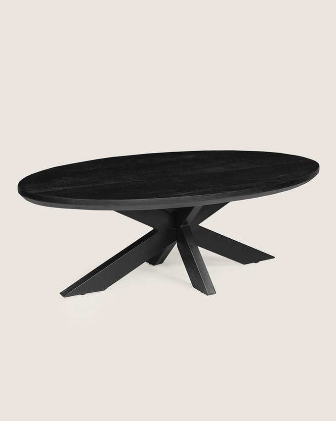 Salontafel 130 cm Mangohout – Ovaal – Zwart – Elegant Chic