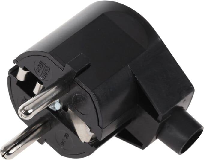 Elgotech WT-20-2 - Hoekstekker Met Aarding - 16A 250V - Zwart