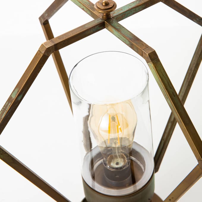 Moretti Luce Sokkellamp Gemstone 3455, antiek messing/helder